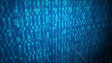 Focused Computer Screen With Binary Code Loop