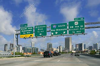 Miami Downtown Florida road signs