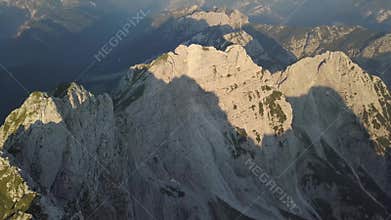 Aerial View of Morning Landscape of Alpine Mountains, Slovenia