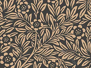 Vector damask seamless retro pattern background botanic garden nature plant leaf flower. Elegant luxury brown tone design for