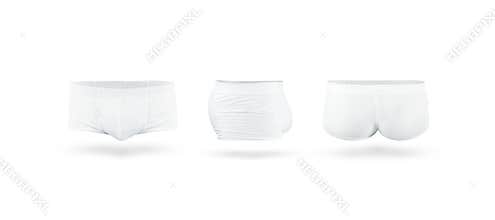 Blank white mens trunks underwear mockup set
