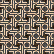 Vector damask seamless retro pattern background Islamic star spiral polygon geometry cross frame line. Elegant luxury brown tone