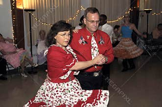 Couple dancing at the square dance in Bowie, Maryland