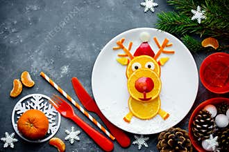 Fresh orange slices santa reindeer, Christmas food art