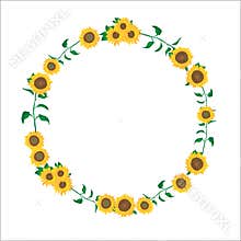 Simple sunflowers flower circle border template