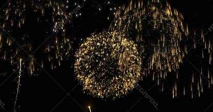 Brightly colorful fireworks for events celebration on black
