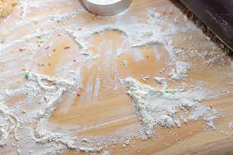 Snow angel in the white flour.