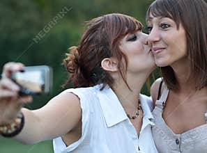 Two young caucasian female friends
