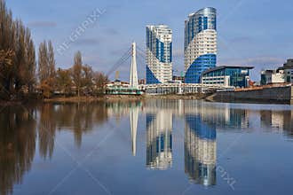 JK Admiral Kubanskaya Naberezhnaya 39. Wonderful view of the residential skyscrapers elite class complex and Bridge of Kisses