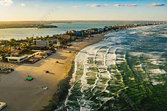 Romania Black Sea Coastline and beach at Mamaia, Constanta city