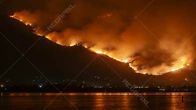 Holy Fire Wildfire Rages In the Mountains Near Lake Elsinore Timelapse