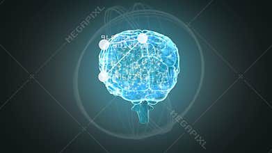 Translucent brain rotating against dark background