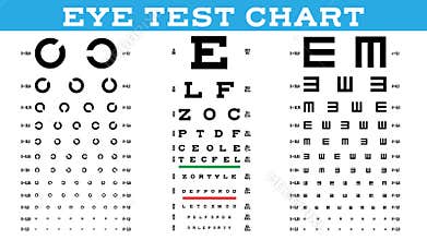 Eye Test Chart Set Vector. Vision Test. Optical Exam. Healthy Sigh. Medical Care. Ophthalmologist, Ophthalmology