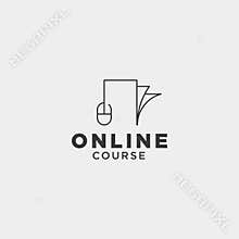 mouse book line , online learning line logo template vector illustration icon element