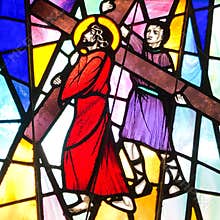Simon of Cyrene helps Jesus to Carry His Cross
