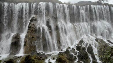 Autumn view of the Jiuzhaigou Valley waterfalls