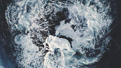 Epic antarctica ocean water surf wave aerial view