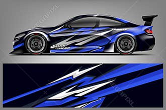 Car decal wrap design vector. Graphic abstract stripe racing background kit designs for vehicle, race car, rally, adventure and li