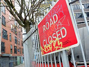 Tagged Road Sign Backstreet Manchester