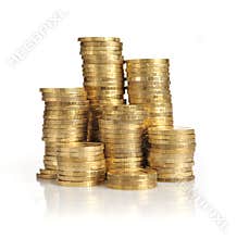 Piles of gold coins