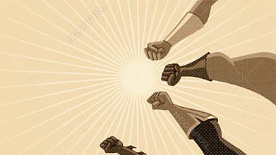 Superhero Team Assemble Vintage Animation