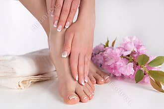 Serenity and Style: French Manicure and Pedicure Delight
