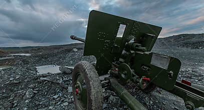 Soviet Union`s artillery cannon time of World War 2. Hyperlapse.