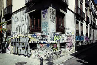 Graffiti on a building corner