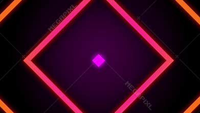 Vintage Retro Colorful Glowing Square Tunnel Background Loop.