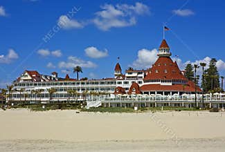 Hotel del Coronado with sand