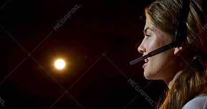 Caucasian businesswoman speaking in business seminar in auditorium 4k