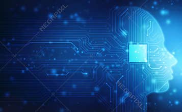 Abstract Artificial intelligence. Creative Brain Concept, Concept of thinking, Virtual concept, futuristic abstract background