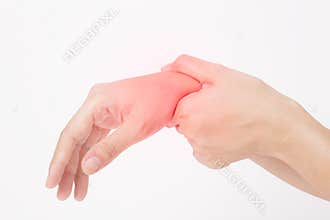 Asian young woman holding her hand, pain,arthritis concept, isolate on white background