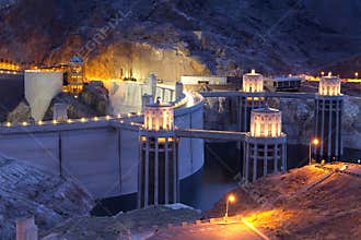 Evening at the Hoover Dam in Nevada
