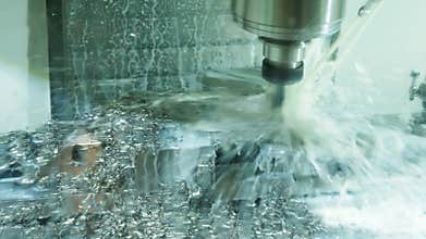 Modern engineering  technology.  Robotic machine for milling steel.