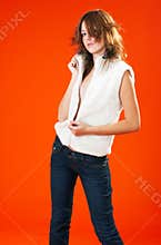Young Girl Removing Top