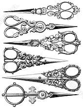 Vintage scissors clip art set