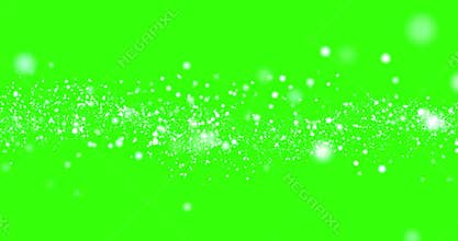 Christmas white light shine flowing in horizon particles bokeh loopable on chroma key green screen background, holiday