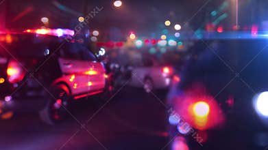 Police Patrol Car at Scene of Emergency Optical Lens Defocus