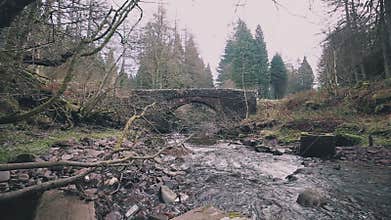 Mountain Stream with an Old Stone-built Bridge in South Wales,UK