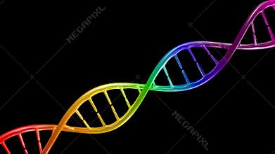 Rainbow Colored DNA Double Helix In Motion