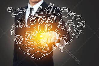 Business, startup, presentation, strategy and people concept