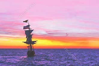 Sunset on the Dutch Pirate Ship