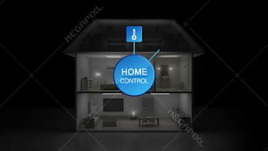 IoT House light on-off energy saving efficiency control, Smart home appliances, internet of things concept information graphic.