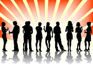 Men and women at the party