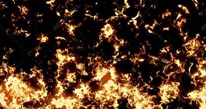 Real, fire flames pattern texture burn on black background, dangerous flame