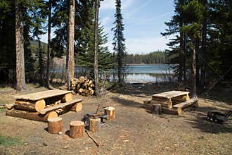 Campsite with picnic tables