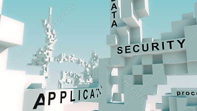 Information Security words animated with cubes