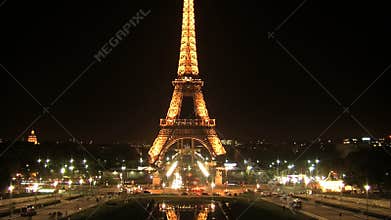 Eiffel tower at night timelapse, Paris, France