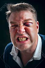 Angry and aggressive man